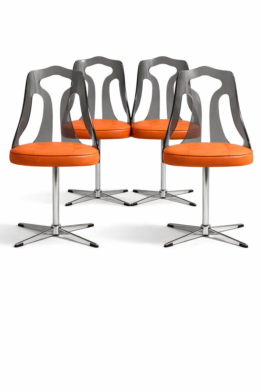 Smoked Acrylic Swivel Chairs — 1960s (Set of 4)
