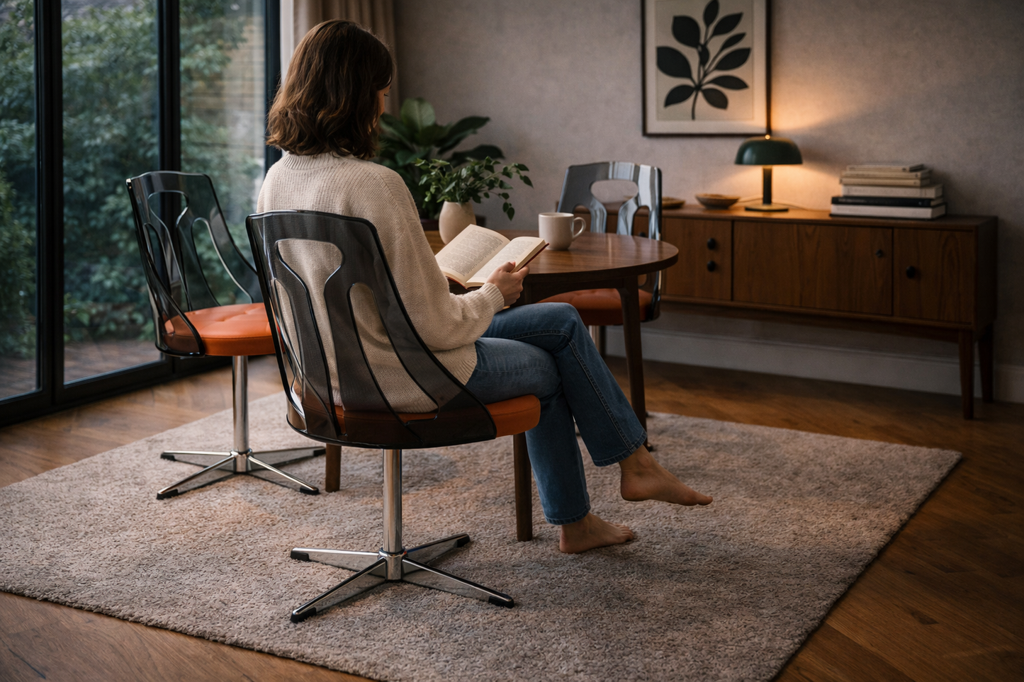 Smoked Acrylic Swivel Chairs — 1960s (Set of 4)