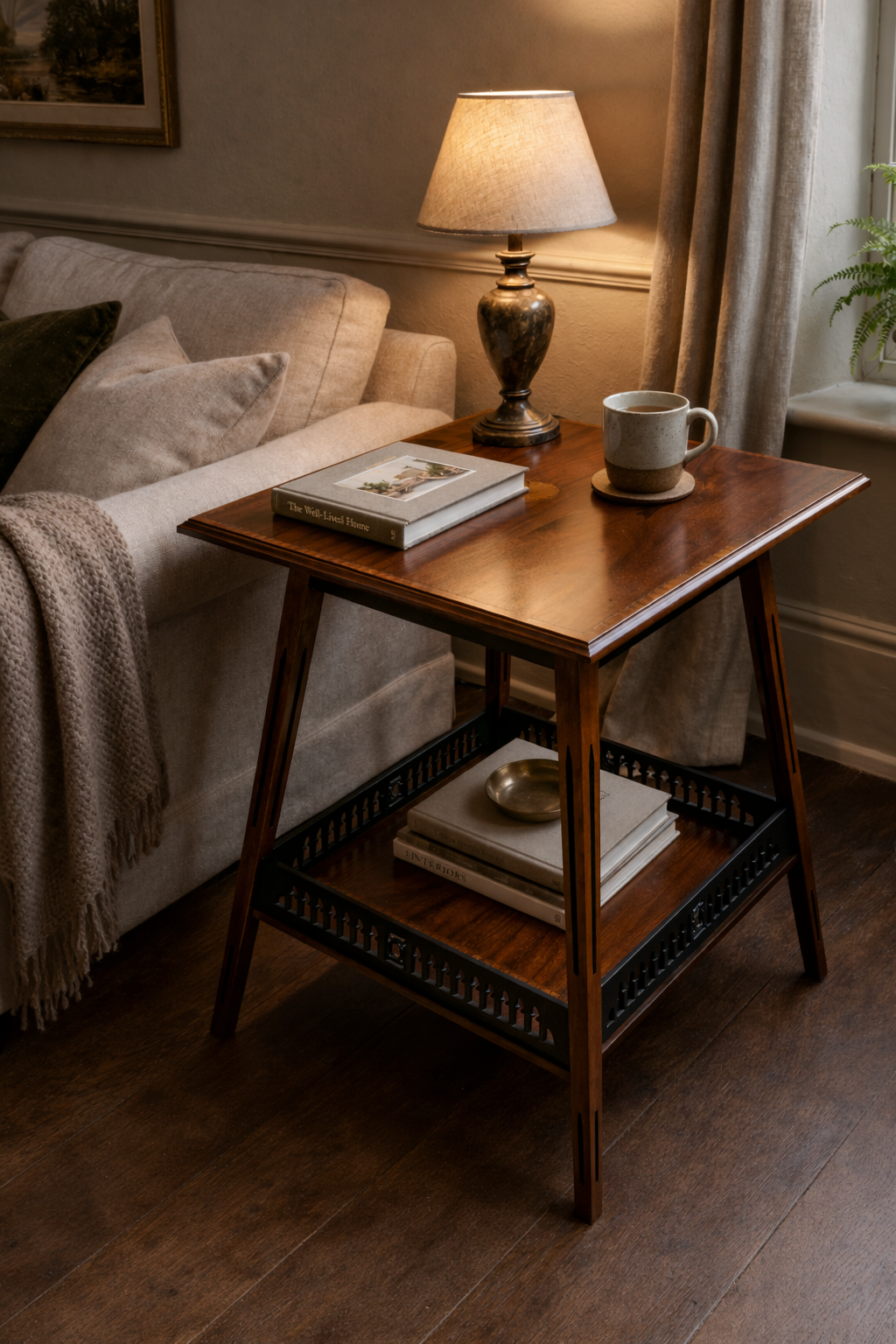 Edwardian Side Table — Inlaid Mahogany, c.1905