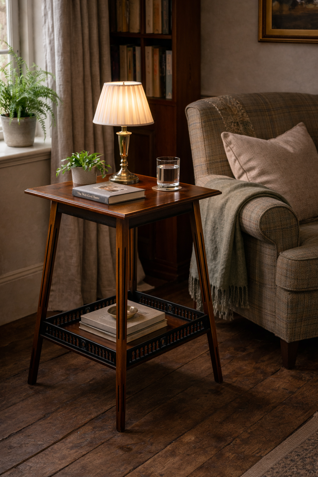 Edwardian Side Table — Inlaid Mahogany, c.1905