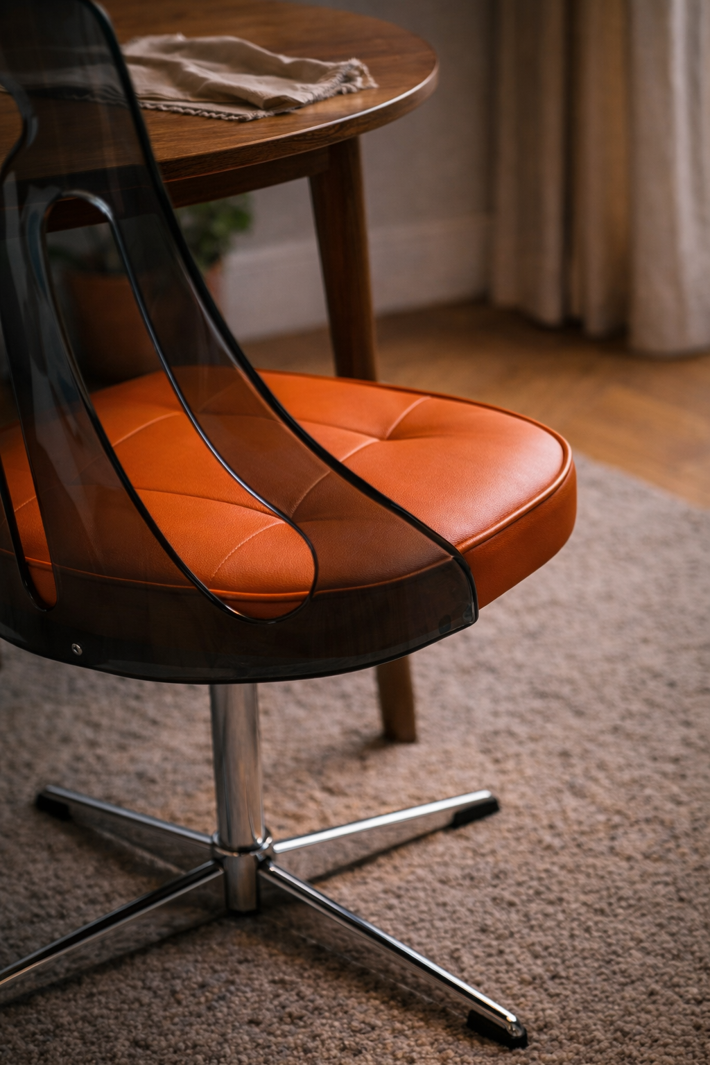 Smoked Acrylic Swivel Chairs — 1960s (Set of 4)