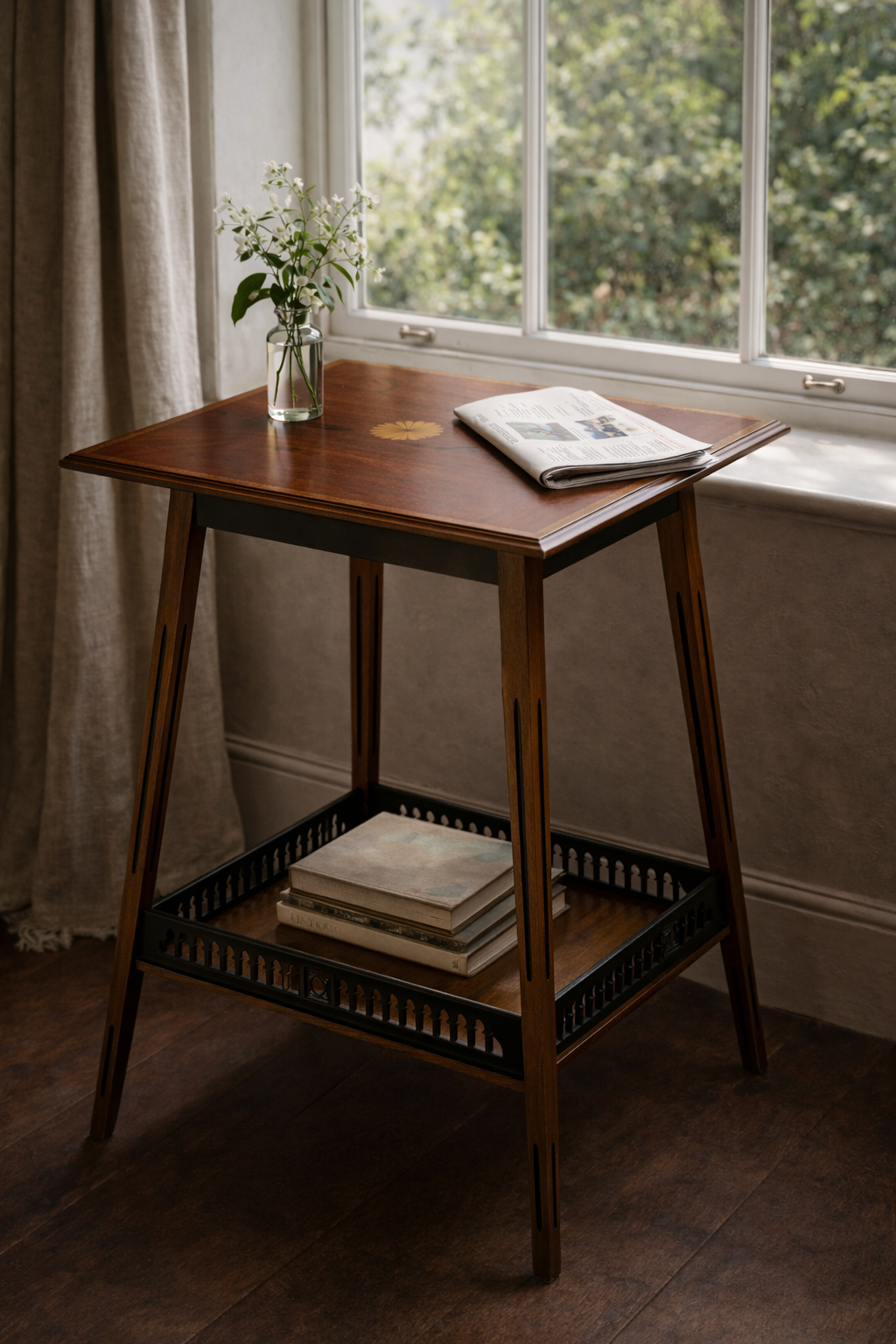 Edwardian Side Table — Inlaid Mahogany, c.1905