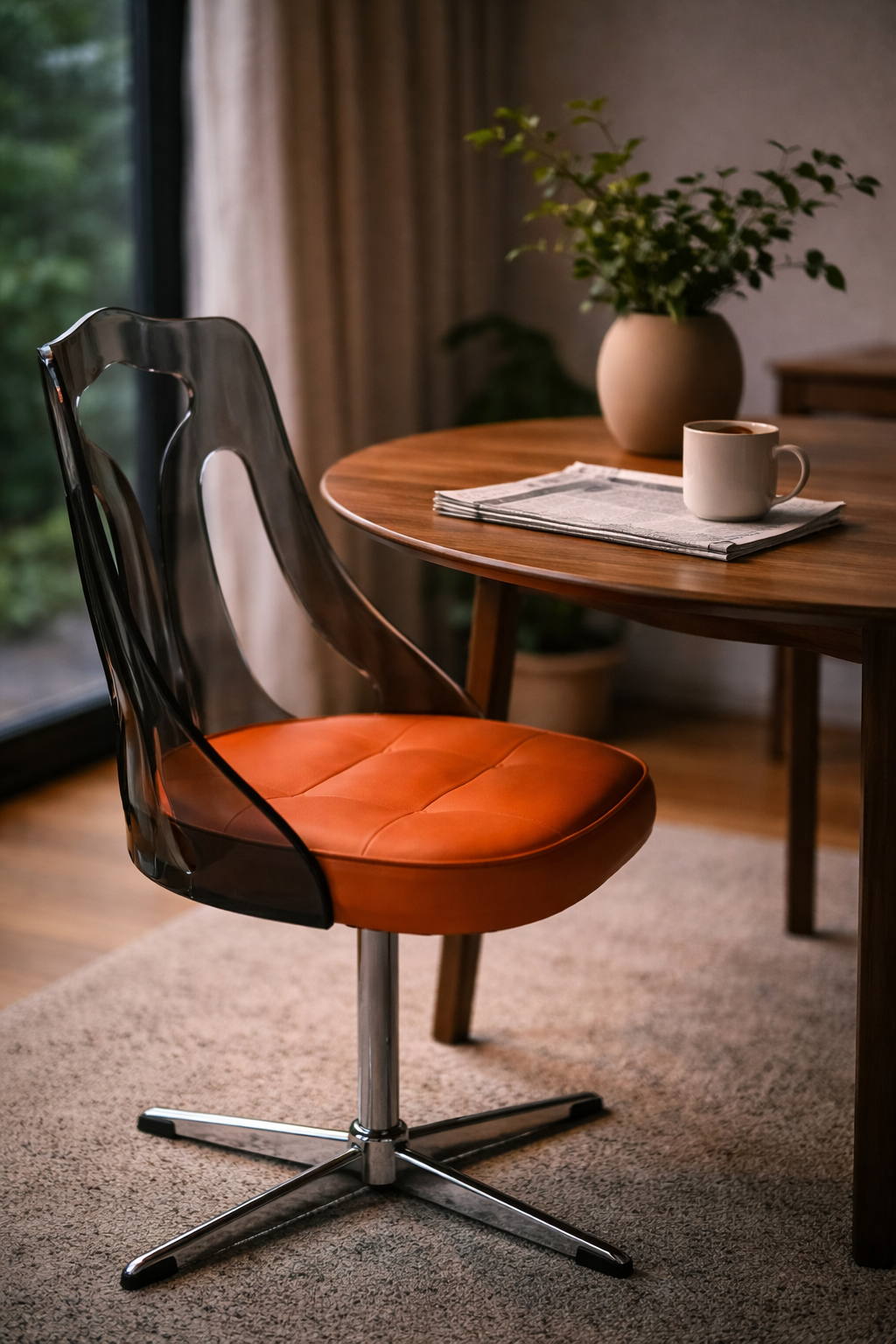 Smoked Acrylic Swivel Chairs — 1960s (Set of 4)